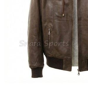 เสื้อแจ็คเก็ตหนังแท้บุขนแกะสำหรับผู้ชาย กันน้ำ ระบายอากาศได้ดี ซิปหน้า มีจำหน่าย - Product Image 4