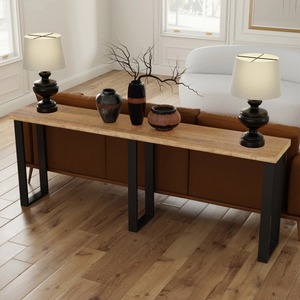 Mesa Consola Rectangular Grande y Moderna para Pasillo, con Líneas Simples y Elegantes, Estructura de Hierro Resistente, para Decoración del Hogar y Sala de Estar - Product Image 4