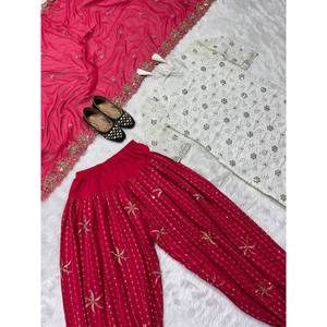 Ropa de Diseñador India y Pakistaní, Top de Fiesta, Patiala Salwar Dupatta - Product Image 3