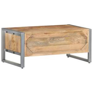 Table basse en bois de manguier brut et fer gris aux tons naturels - Product Image 4