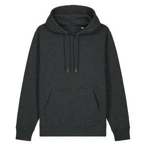 Men's Dark Gray Hooded Sweatshirt Regular Fit Solid <b>Colour</b> Casual Fleece Hoodie With Front Pocket Autumn Wear 2027 - Product Image 1