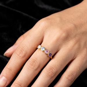 Bague personnalisée avec pierre de naissance pour maman, 1 à 5 pierres, cadeau pour la fête des mères, bijou personnalisé avec pierre de naissance, cadeau pour elle - Product Image 5