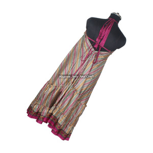 Manufacturer Of Assorted Printed Women's Wear Indian Sari Silk Dress Ladies Elegant Dinner Gown Sleeveless Evening Gowns Women's - Product Image 3
