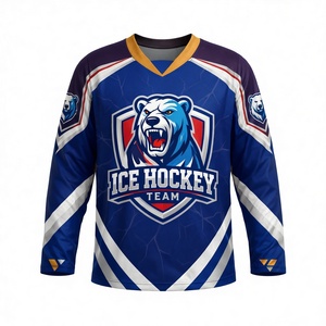 Camiseta Sublimada de Hockey sobre Hielo, Manga Larga, Cuello en V, Poliéster que Absorbe la Humedad, Ropa Deportiva, Corte Regular, Unisex para Adultos - Product Image 2