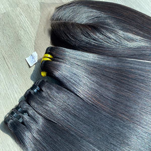 Conjunto de color negro al por mayor 100% cabello humano vietnamita virgen crudo peluca corta hueso recto Super doble extensión de cabello dibujado - Product Image 1