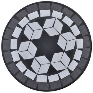 Tavolo elegante per piante in bianco e nero a mosaico da esterno - Product Image 3