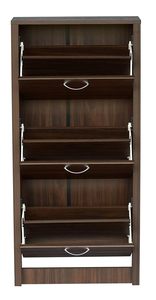 3-Door Engineered Wood Shoe Rack Dark Walnut Finish Matte Look Space-Saving Footwear Organizer for Home - Product Image 2