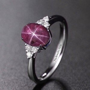 Anillo Unisex de Plata de Ley 925 con Rubí Estrella, Piedra de Nacimiento de Julio, Anillo de Compromiso, Promesa o Aniversario, Joyería Fina Hecha a Mano para Ella - Product Image 3