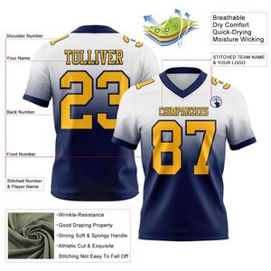 Maillot de football américain en tissu interlock, résistant à la décoloration, impression personnalisée, logo sur mesure, fournisseur OEM ODM, uniforme respirant - Product Image 4