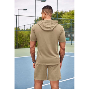 Comfortable Men’s Hoodie and Shorts <b>Set</b> Lightweight Summer Outfit Casual Gym Wear Street Style Daily Fashion Combo - Product Image 4