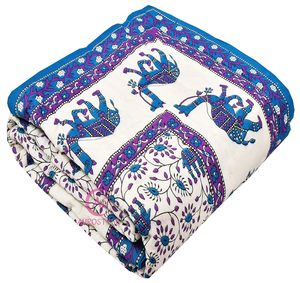 Couette légère en coton de Jaipur pour lit simple/Razai/Rajai, motif floral, 85x55 pouces, douce et confortable, literie toutes saisons, bleu-S-203 - Product Image 2