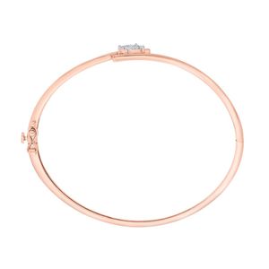 Rose Gold Lab Grown Diamond Minimal Solitaire Open <b>Bangle</b> <b>Bracelet</b> - Product Image 3