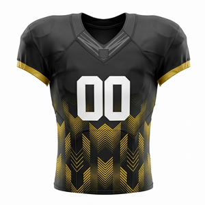 Ensemble d'uniformes de football américain sublimés géométriques noir et or |   Numéro de logo personnalisé |   Fournisseur OEM - Product Image 4