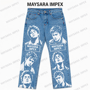 MAYSARA IMPEX กางเกงผ้าฝ้ายสไตล์สตรีทสำหรับผู้ชายเอวสูงพิมพ์ลายหน้าระบายอากาศได้เอวยางยืดแฟชั่นฤดูใบไม้ผลิ - Product Image 6