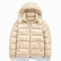 Veste matelassée à capuche bleue pour homme, coupe-vent, décontractée, hiver, rembourrage polyester, fermeture éclair, coupe classique, couleur unie, devant uni