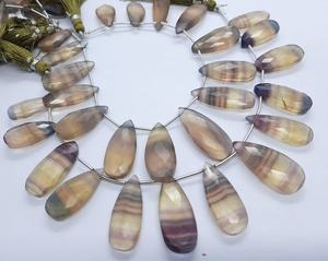 Perles de fluorite naturelle facettées en forme de poire, multicolores, 8 pouces, pour la fabrication de bijoux, vente en gros - Product Image 5