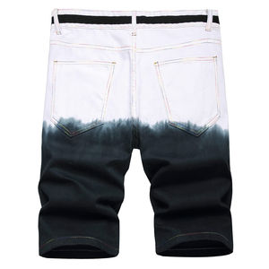 Pantalones Cortos de Mezclilla para Hombre, Bordados con Cristales, Desgastados, Bicolor Degradado, de Algodón, Casuales, de Verano, Ajustados, a la Moda - Product Image 3