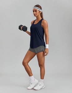 Débardeur côtelé sans manches pour femme, coupe ajustée, respirant, en tissu extensible, écologique, séchage rapide, avec nœud, 180g, style décontracté et tendance - Product Image 4