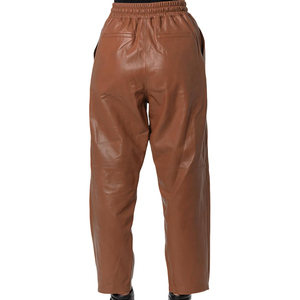 Pantalones de Cuero para Mujer, Cintura Alta, Corte Regular, Elásticos, de Piel Sintética, Rectos, Casuales, Transpirables y Ecológicos - Product Image 3