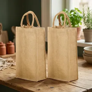 Sac fourre-tout en jute naturel Oceanic Global Premium 14x12x5, sac de courses réutilisable avec fermeture éclair, poignées non tissées, écologique - Product Image 4