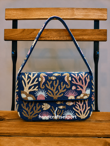 Sac à bandoulière tendance en perles de récif marin, léger, résistant, écologique, fait main et de luxe |   Sac à main brodé |   Conception de logo personnalisé - Product Image 4