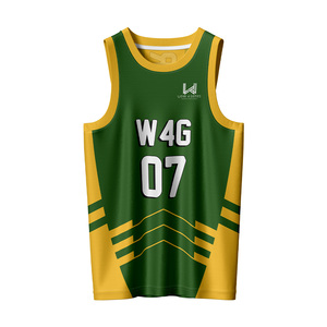 Tenues de basketball personnalisées à col rond, 100% polyester, maille respirante, évacuation de l'humidité, séchage rapide, ensemble short et maillot sans manches - Product Image 2