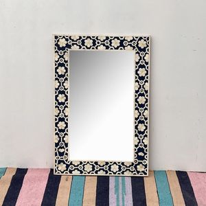 Decor Accent Bone Inlay Resin Mirror Frame Featuring Traditional Resin And Bone Art Techniques - Product Image 1