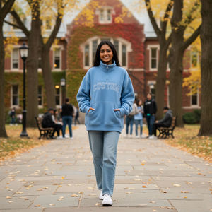 Service OEM – Sweat-shirt d'hiver lourd en coton à col montant et fermeture éclair avec broderie, badge et logo personnalisé à sequins pour femme - Product Image 2