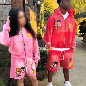 Custom Shorts <b>Set</b> Unisex Zip Up Hoodie And Shorts <b>Set</b> Men's Clothing New Styles Men's Printed <b>Knitted</b> Hooded Sweatshirt <b>Set</b> - Product Image 2