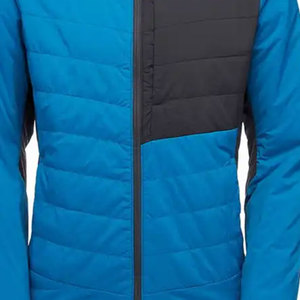 Veste matelassée à capuche bleue pour homme, coupe-vent, avec blocs de couleur, fermeture éclair, manches classiques, rembourrage en polyester, style sportif hiver - Product Image 4