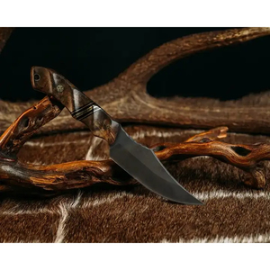 Couteau de chasse artisanal en acier carbone, lame de 9 pouces, bord biseauté, manche en bois, non réglable - Product Image 6