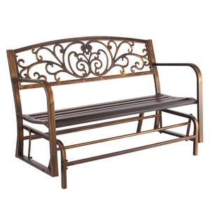 50-Inch Outdoor Carbon Steel Glider <b>Bench</b> Armrests <b>Cast</b> <b>Iron</b> Backrest Weatherproof for Patio <b>Garden</b> Front Porch Antique Bronze - Product Image 1
