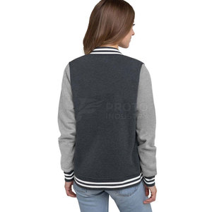 Veste Letterman pour femme, style sportif, décontractée, avec broderie, légère, boutons recouverts, mode urbaine, confortable - Product Image 2