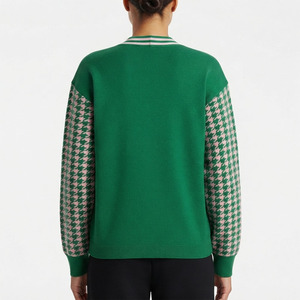 <b>Customized</b> Ladies Green Sorority Winter Vintage Sweater University Greek Cardigan V Neck Varsity Plaid Green Women - Product Image 4