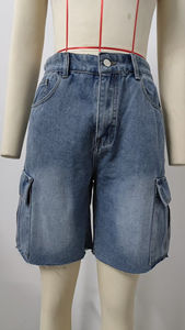 Pantalones cortos de mezclilla rectos de cintura alta estilo americano, pantalones informales para mujer, ropa de verano, material de alta calidad para uso profesional - Product Image 6