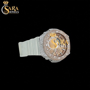 New Arrival Luxury Analog Dial Stainless Steel Watch 20mm Rubber Band Iced Rose Tone Moissanite Diamond Hip Hop Style Quartz - Product Image 2