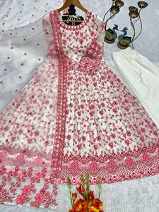 Robe Anarkali brodée pour femme avec dupatta – Robe ethnique de créateur pour les occasions spéciales - Product Image 4