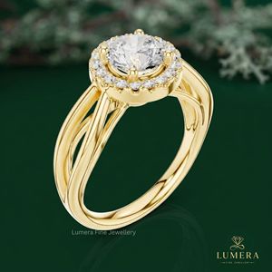 Anillo Halo con Diamante Cultivado en Laboratorio de Corte Redondo, Anillo Solitario Clásico para Mujer, Joyería Fina Clásica, Anillo de Promesa - Product Image 4