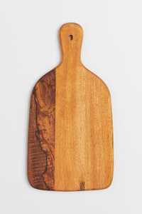 Planche à découper ronde en bois avec poignée, finition naturelle, bloc de découpe pour la cuisine - Product Image 2