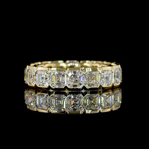 Bague de fiançailles et alliance tendance en diamant taille Asscher cultivé en laboratoire, en or 10K 14K 18K ou en argent 925 935 - Product Image 1