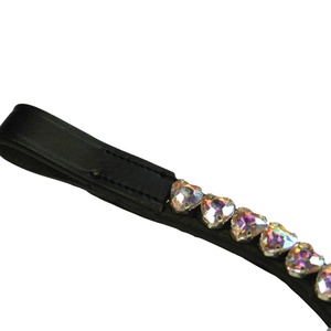 Bandeaux en cuir de cheval avec cristaux strass et diamants 5 rangées de produits d'équitation équestre - Product Image 3