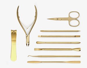 Tijeras Profesionales de Acero Inoxidable Curvas Doradas de Precisión Japonesa para Cutículas, Kit de Herramientas de Belleza Duraderas para Uñas - Product Image 1