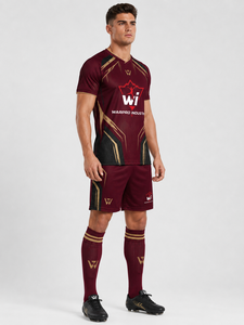 ชุดฟุตบอลพรีเมียม เสื้อและกางเกงขาสั้นแบบซับลิเมชั่นเต็มตัว ชุดกีฬาทีม ผ้าแห้งเร็ว สำหรับสโมสรและโรงเรียน - Product Image 3