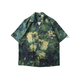 เสื้อเชิ้ตฮาวายลายดอกไม้พิมพ์ลายชายหาดฤดูร้อนแบบวินเทจแขนสั้นสำหรับผู้ชาย - Product Image 1