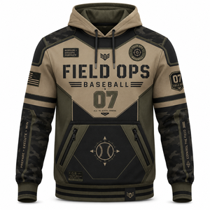 Sweat à capuche Field Ops Baseball 07 pour homme, pull-over imprimé par sublimation, camouflage, vêtements de sport, taille adulte - Product Image 1