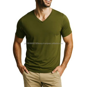 T-shirts en polyester et élasthanne personnalisés pour homme, t-shirt d'entraînement sportif, vente en gros, t-shirt de fitness pour la salle de sport, t-shirt vierge pour homme, col en V - Product Image 2