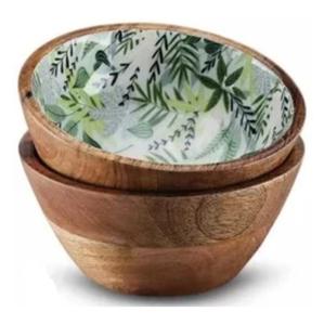 Tazón de Madera de Acacia con Diseño Impreso en Esmalte para Frutas y Ensaladas, con Cuchara, para Uso en Hoteles y Restaurantes, Venta al Por Mayor - Product Image 2