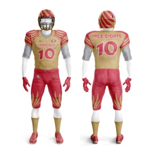 Uniformes de football américain à manches courtes entièrement personnalisables par sublimation, respirants, de haute qualité, 100% polyester, coupe extensible - Product Image 2