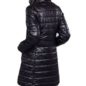 Women Black Long Puffer <b>Coat</b> Quilted Lightweight Full Zip High Collar Warm <b>Winter</b> Outerwear Custom Logo Wholesale Fashion - Product Image 2