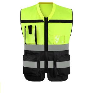 Chaleco de Seguridad Reflectante de Alta Visibilidad Unisex, Naranja y Negro, con Cierre Frontal, Múltiples Bolsillos, Poliéster, Impresión por Transferencia de Calor - Product Image 2